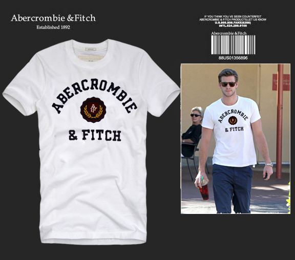 Abercrombie Fitch Hombres De Cuello Redondo Con Gente Fotos Corto Remera AF5703